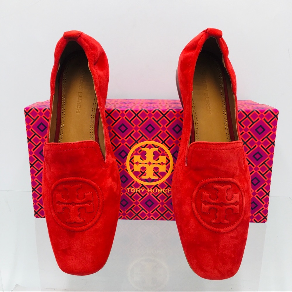 Tory Burch Vibrant Red Suede Flats
